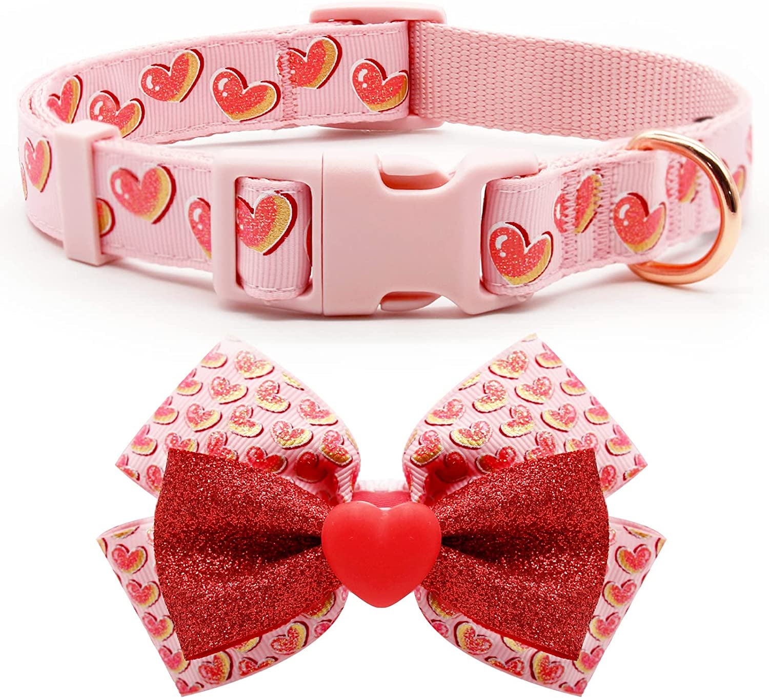 Adjustable Christmas Dog Collar with Antler Bow Tie and Snowman Design for Medium Dogs
