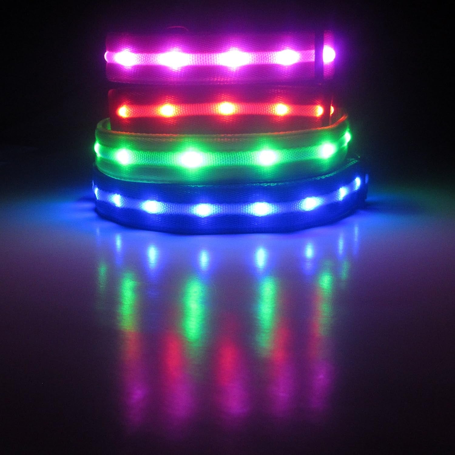 LED Dog Leash with 1,000 Feet Visibility - USB Rechargeable Waterproof Glow in the Dark - 4 Foot Length, Purple