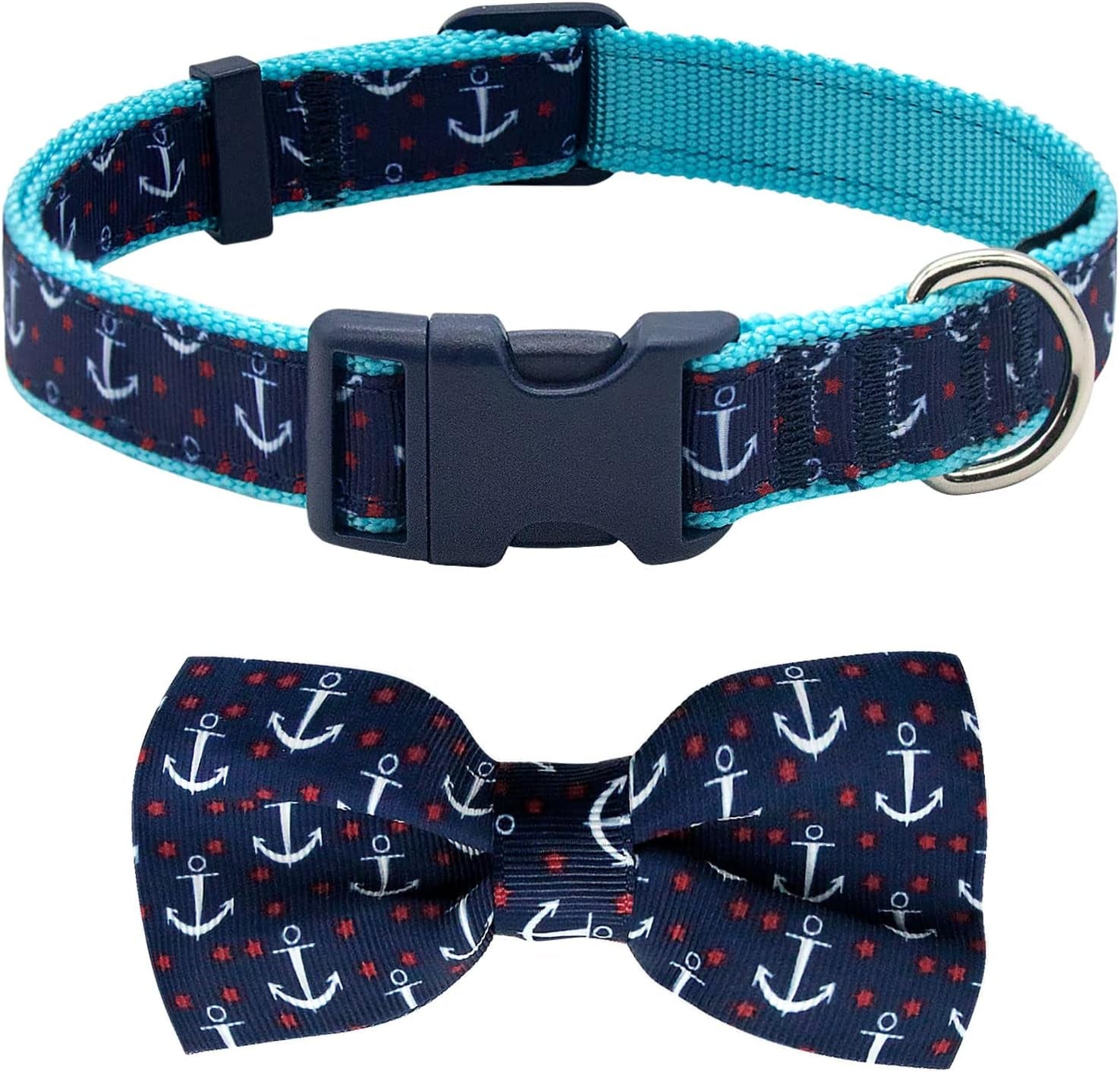 Adjustable Christmas Dog Collar with Antler Bow Tie and Snowman Design for Medium Dogs